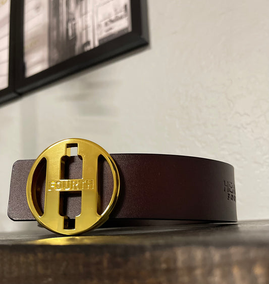 Herman Fourth Leather Belt with Gold Buckle